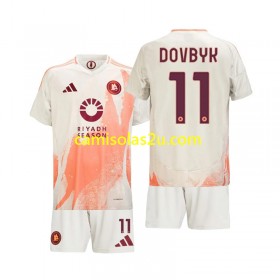Camisolas de futebol AS Roma Artem Dovbyk 11 Criança Equipamento Alternativa 2024/25 Manga Curta